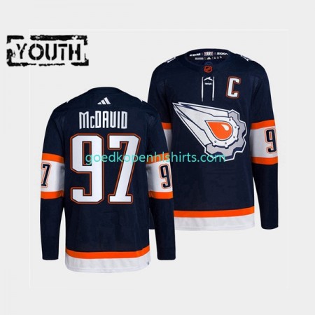 Edmonton Oilers Connor McDavid 97 Adidas 2022-2023 Reverse Retro Marine Authentic Shirt - Kinderen